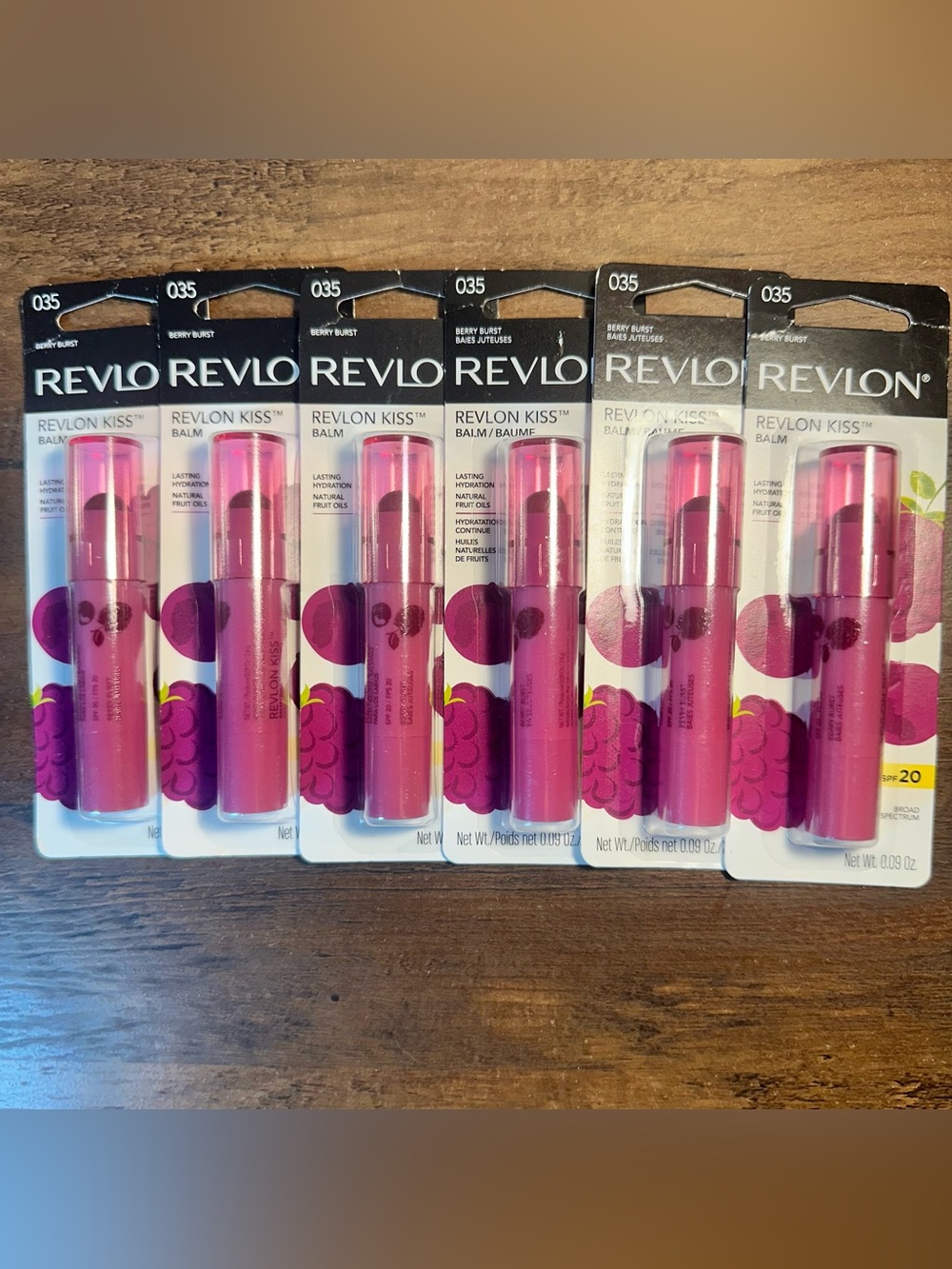 REVLON KISS BALM LASTING HYDRATION ~LOT OF 6 #035 BERRY BURST~ SPF20 HYDRATION